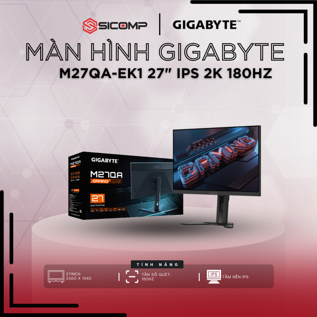 [FV] Màn hình Gigabyte M27QA-EK1, 27" IPS 2K 180Hz chuyên game, BH 3Y
