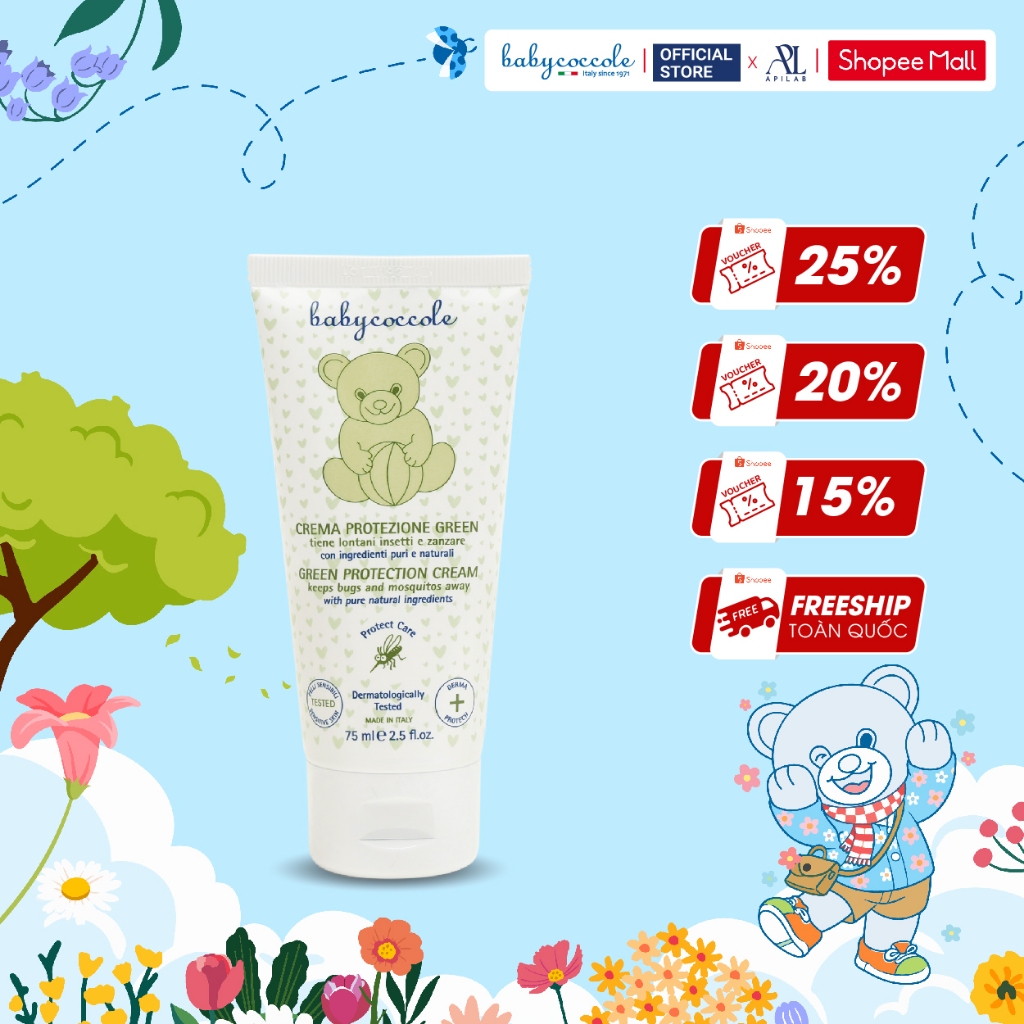Kem xua muỗi Babycoccole 0M+ chống muỗi đốt cho bé và cả gia đình, chiết xuất tía tô đất và cây phong lữ 75ml