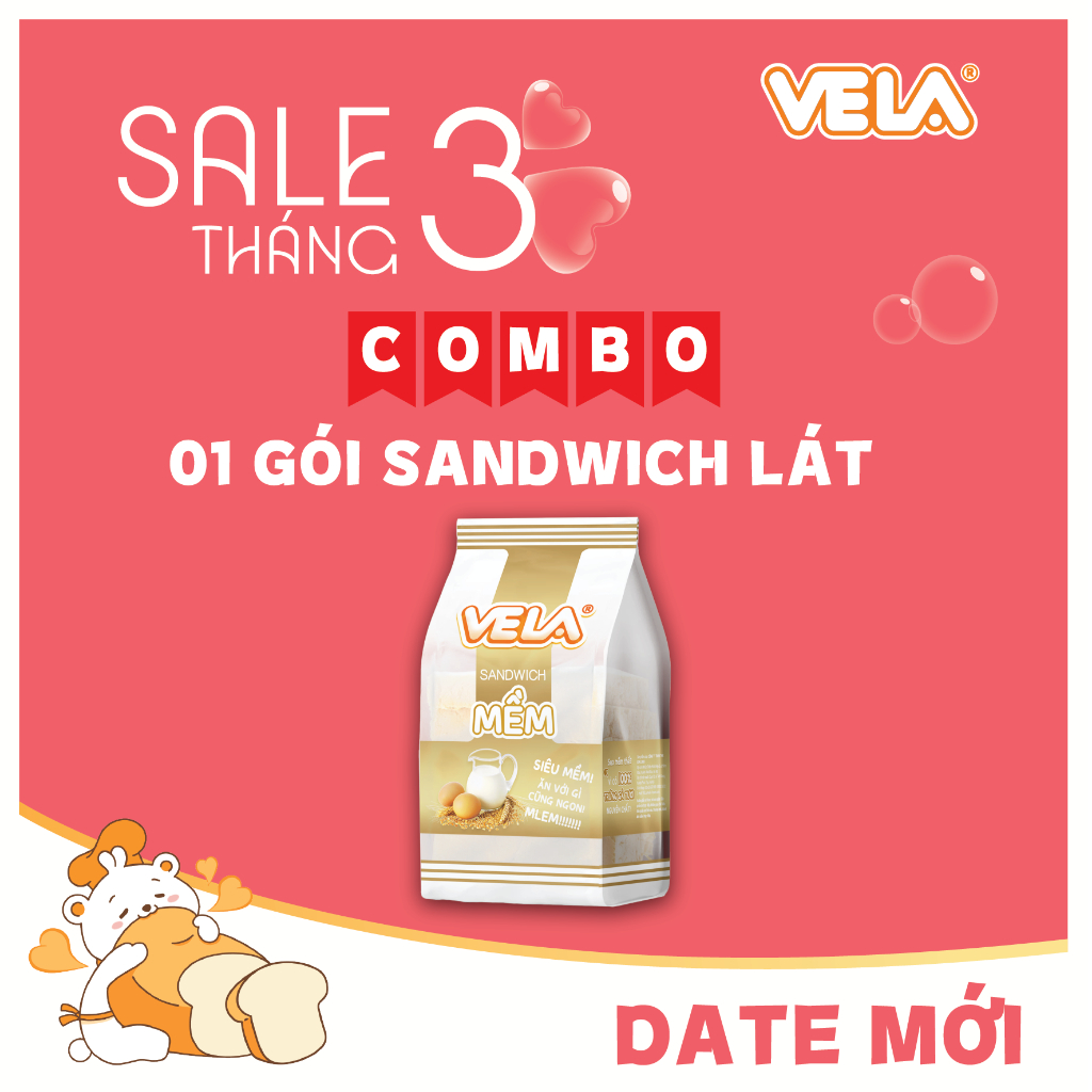 Bánh Mì Sandwich Lát VELA 240g - Thơm Mềm, Bột Mì Giàu Protein, Ít Calo, Bữa sáng hoàn hảo, tiện lợi