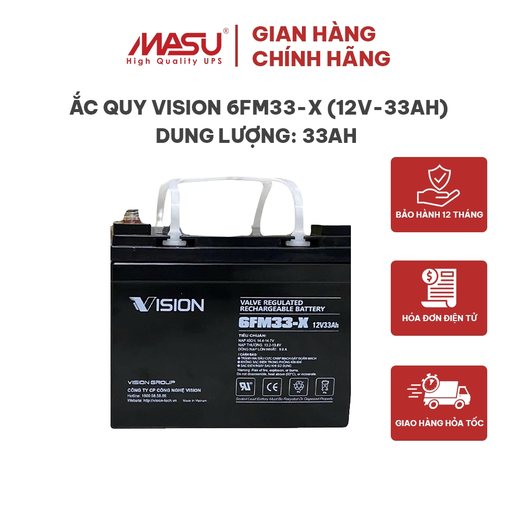 Ắc quy Vision 6FM33-X 12V33Ah