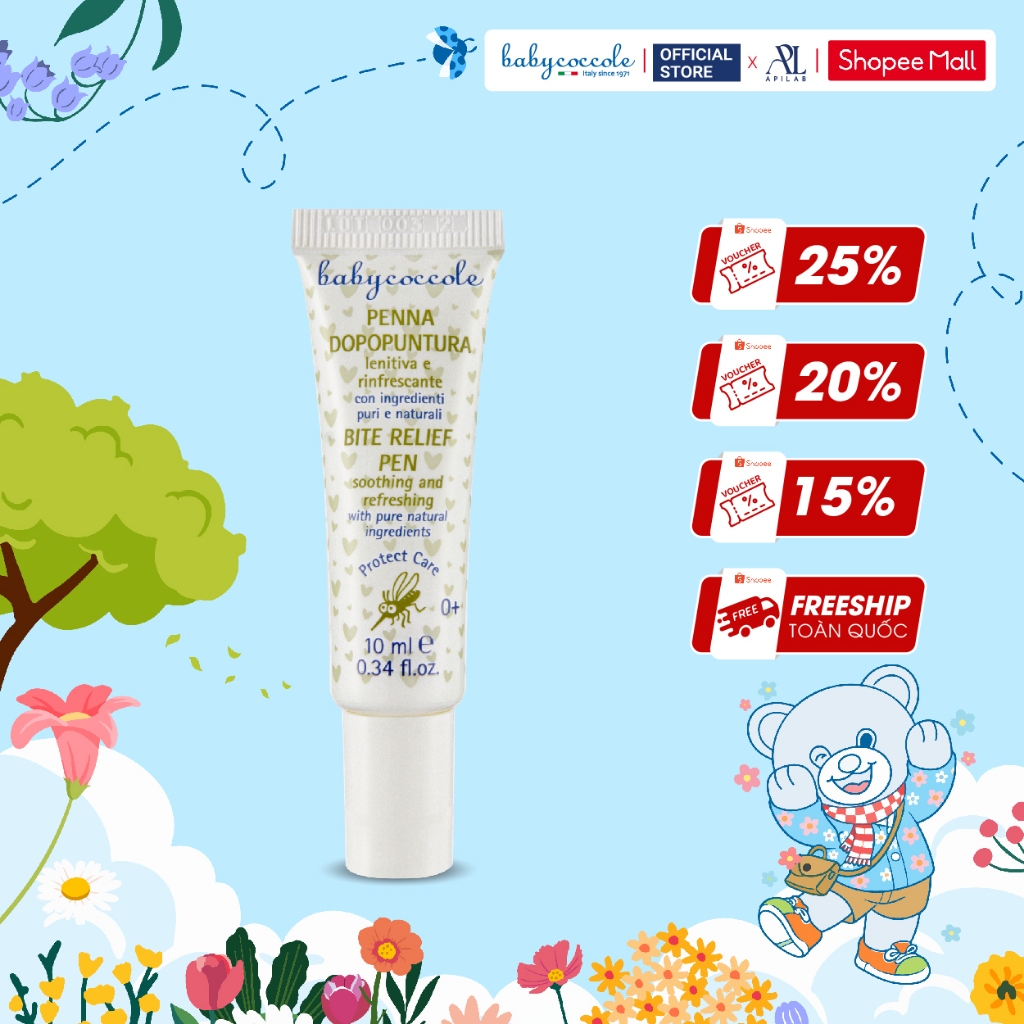 Bút Chấm Muỗi Đốt Babycoccole 0M+ lăn bôi vết muỗi đốt & côn trùng cắn cho bé và cả gia đình 10ml