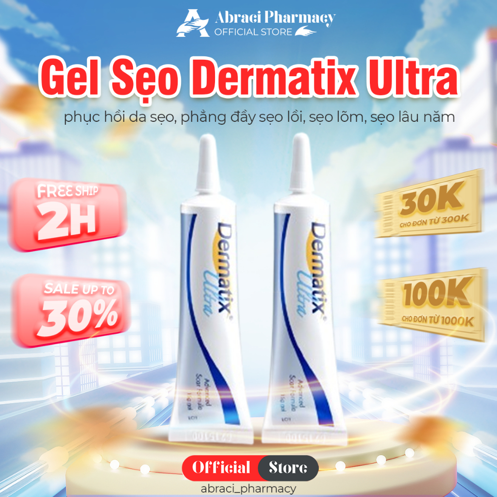 [CHÍNH HÃNG] Gel Liền Phẳng Mờ Sẹo Rỗ, Sẹo Lồi Lõm DERMATIX ULTRA - Kem Dermatix Ultra Lành Sẹo Rỗ, 
