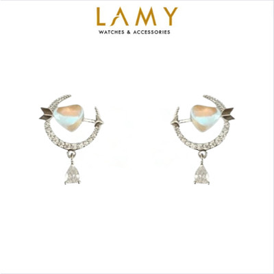 Khuyên tai bạc nữ LAMY Cupid Moon Stars Water Drops Earings 3161 - Khuyên tai bạc ta