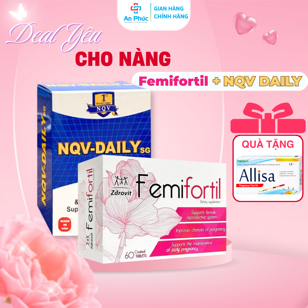 Combo Tăng Thụ Thai NQV Daily & Femifortil - Cải Thiện Tinh Trùng, Bổ Trứng, Tăng Khả Năng ThụThai