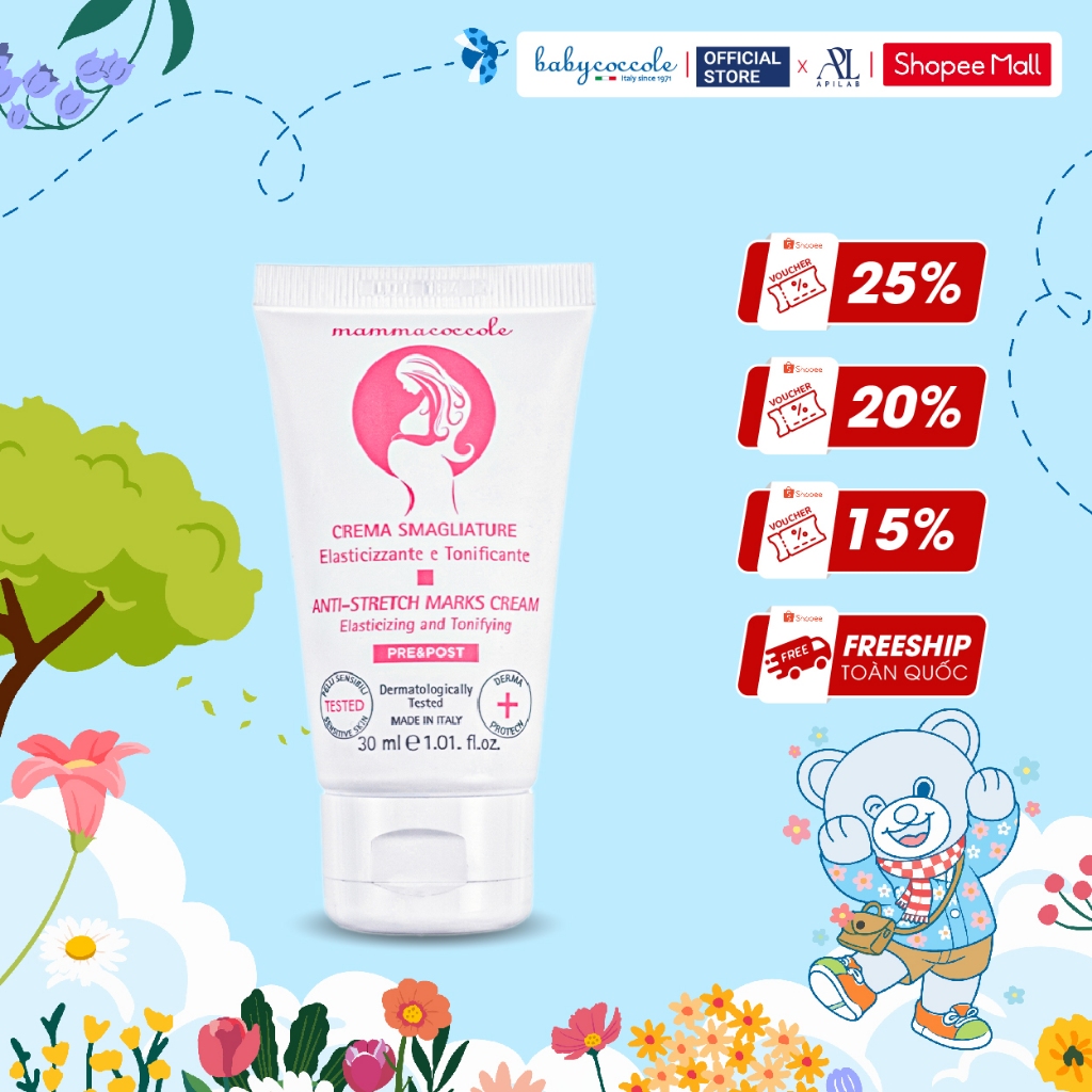 Kem rạn da cho bà bầu Mammacoccole chống rạn da, dưỡng da ngừa thâm khi mang thai và sau sinh 30ml