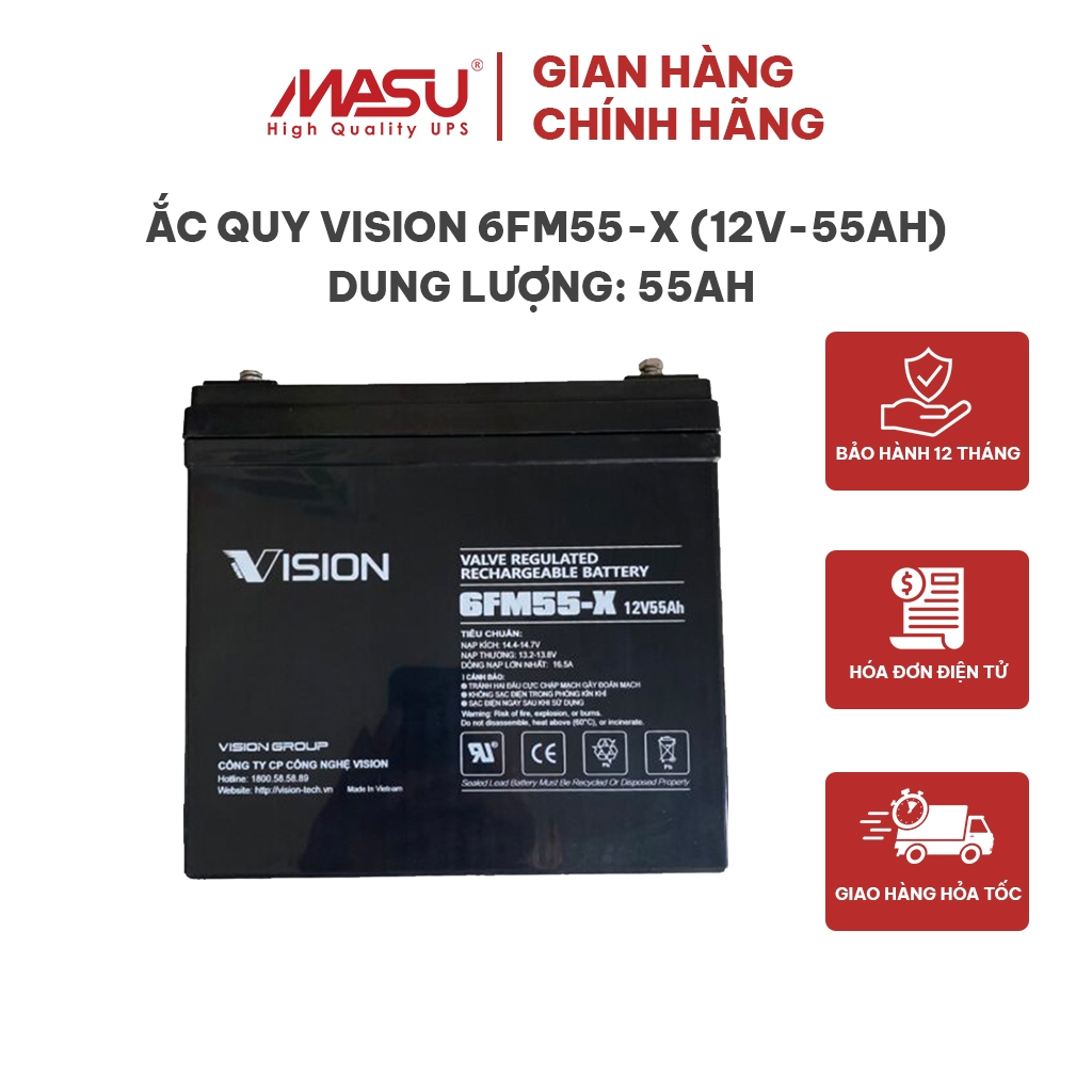 Ắc quy Vision 6FM55-X (12V55Ah)