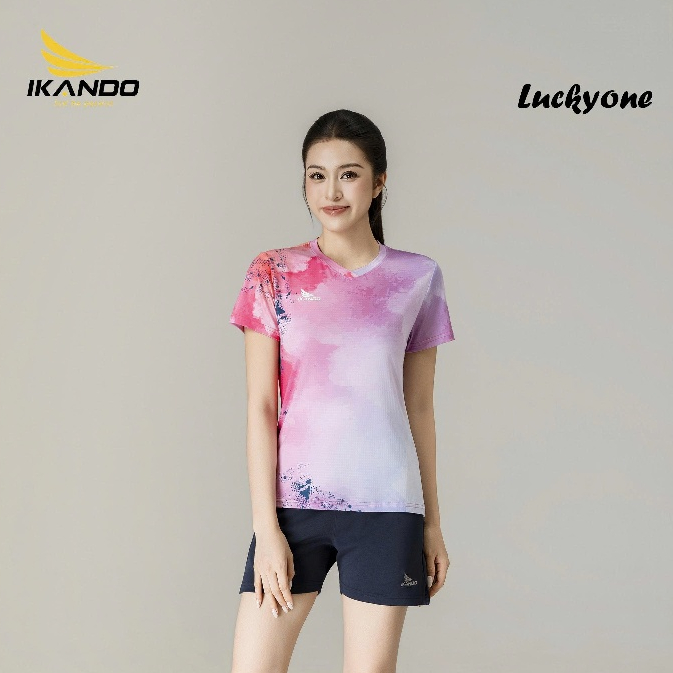 Áo Thể Thao Nữ IKANDO LUCKYONE Cổ Tròn, Vải Thun Lạnh Nhập Khẩu, Co Giãn Thoáng Khí, Không Bám Bụi