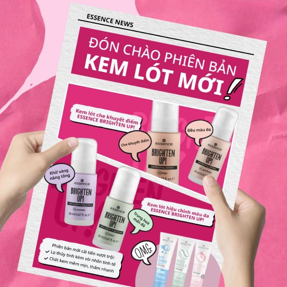 Ảnh 3 của Kem lót ESSENCE BRIGHTEN UP! Primer giúp làm đều màu da, che phủ lỗ chân lông.