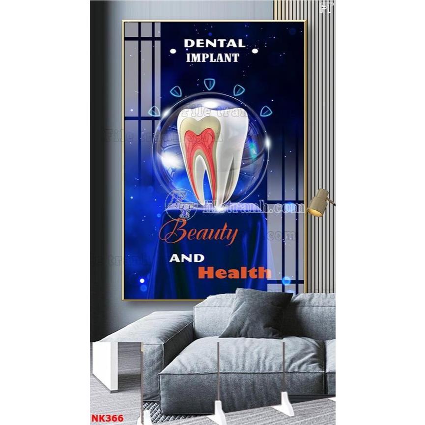 Tranh nha khoa. Tranh implant nha khoa. Tranh decal dán bóng nha khoa.