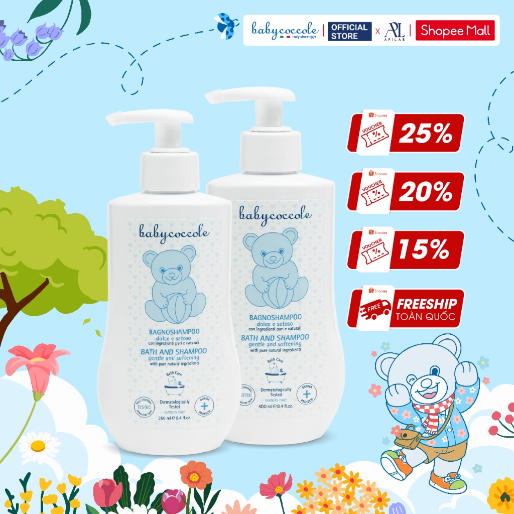 Sữa tắm gội cho bé Babycoccole 0M+ an toàn cho trẻ sơ sinh & em bé 250ml/400ml