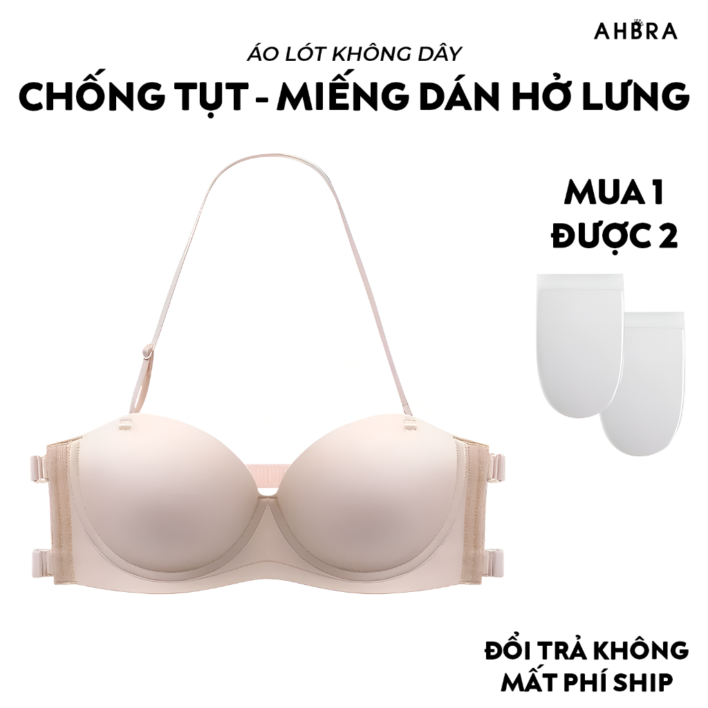 Áo Lót Không Dây Chống Tụt Dáng Quây Dán Silicone Siêu Dính Mặc Áo Hở Lưng, Trễ Vai AHBRA FS05