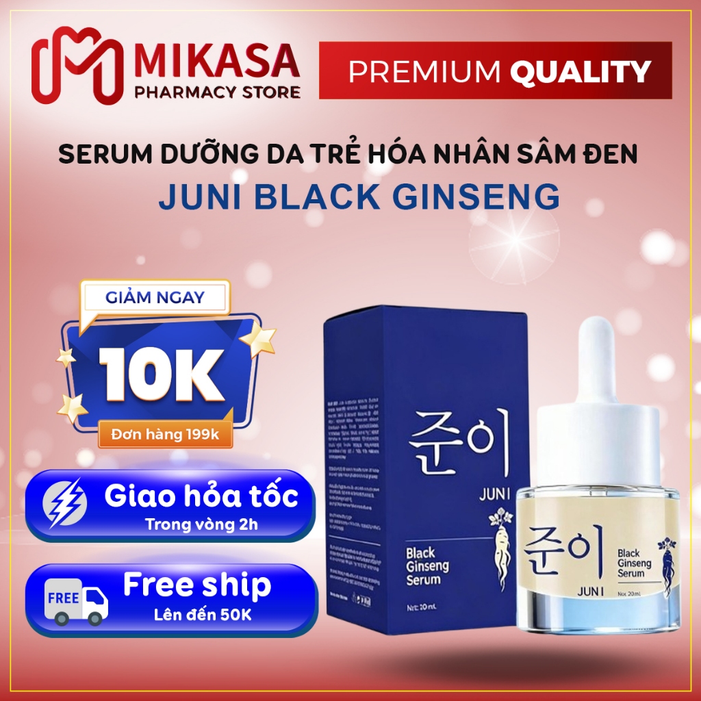 Serum Dưỡng Sáng Da Nhân Sâm Đen Black Ginseng - Serum JUNI Black Ginseng Trẻ Hóa Da, Dưỡng Da Mịn M