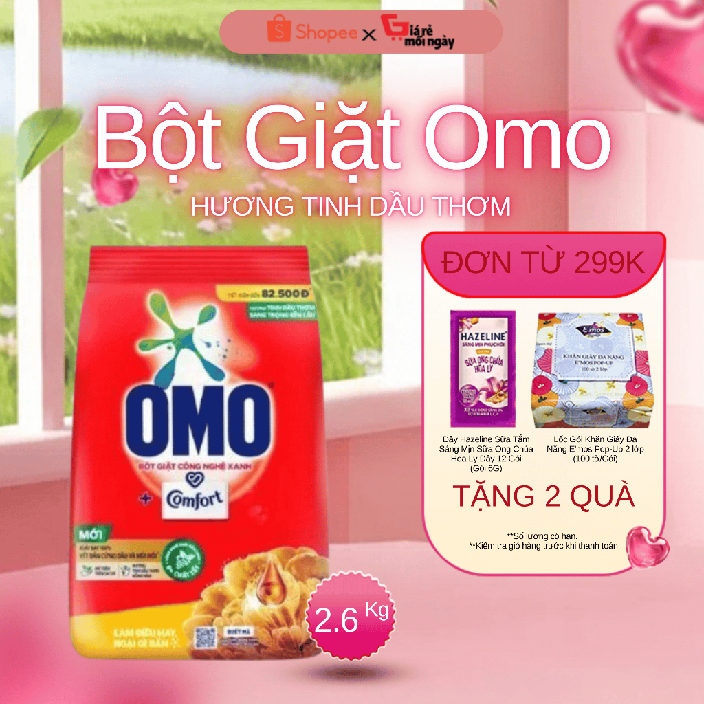 Bột Giặt Omo Tinh Dầu Thơm Gói 2.6KG