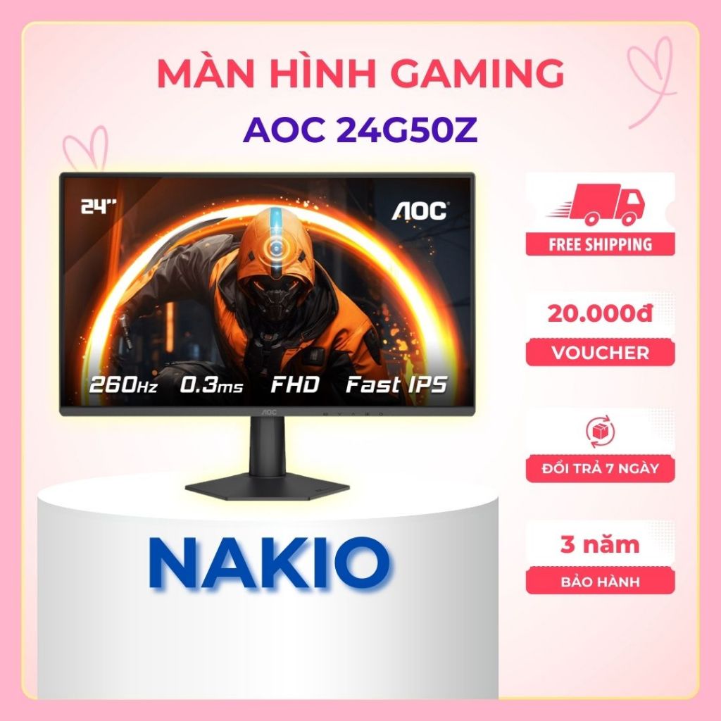 Màn hình gaming 260Hz AOC 24G50Z/71 (FullHD - FastIPS - 260Hz - 0.3ms) - Bảo hành chính hãng 36 thán