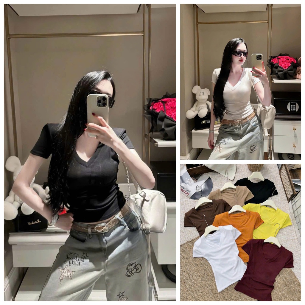 [Wu33] Áo thun trơn basic cố V QCCC QCL1 UMEE STORE AP1000 23718