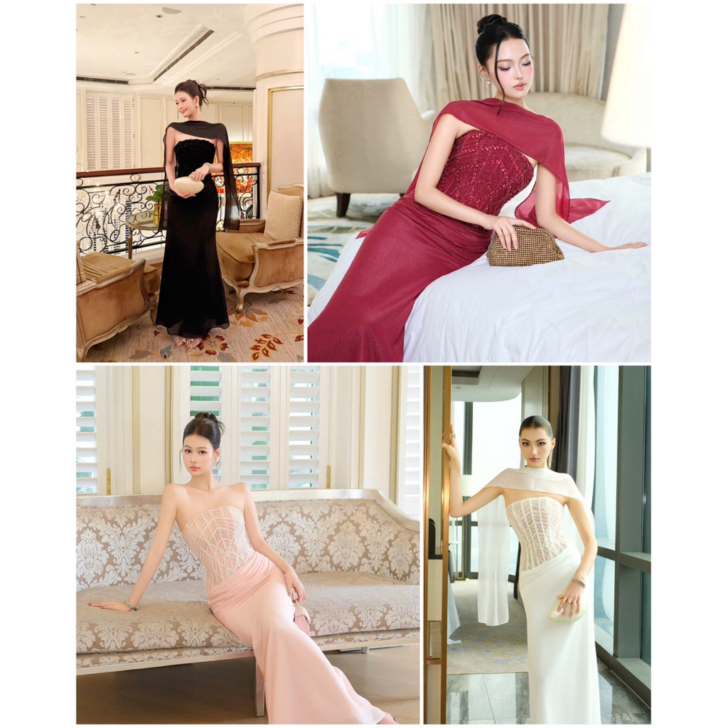 Đầm Lụa Dạ Hội Kết Sequin Dáng Corset Kèm Choàng 𝐃𝟐𝐓 𝐒𝐓𝐎𝐑𝐄