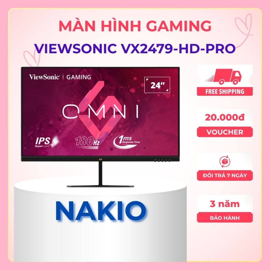 Màn hình Gaming 180Hz ViewSonic VX2479-HD-PRO (23.8 inch - FHD - IPS - 180Hz - 1ms) - Bảo hành chính