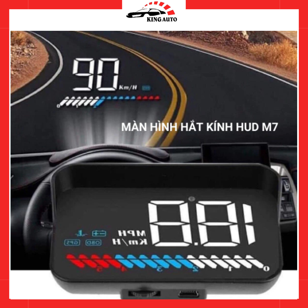 HUD M7 Hiển Thị Tốc Độ Ô Tô Trên Kính Lái – Màn Hình HUD OBD2 + GPS – Cảnh Báo Quá Tốc Độ