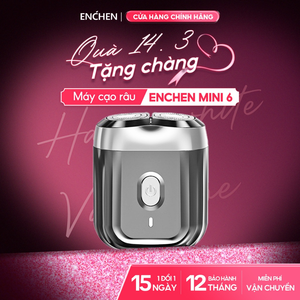 Máy cạo râu Enchen Mini 6 lưỡi dao kép mỏng, chống nước IPX7, pin sử dụng đến 2 tháng - BH 12 tháng