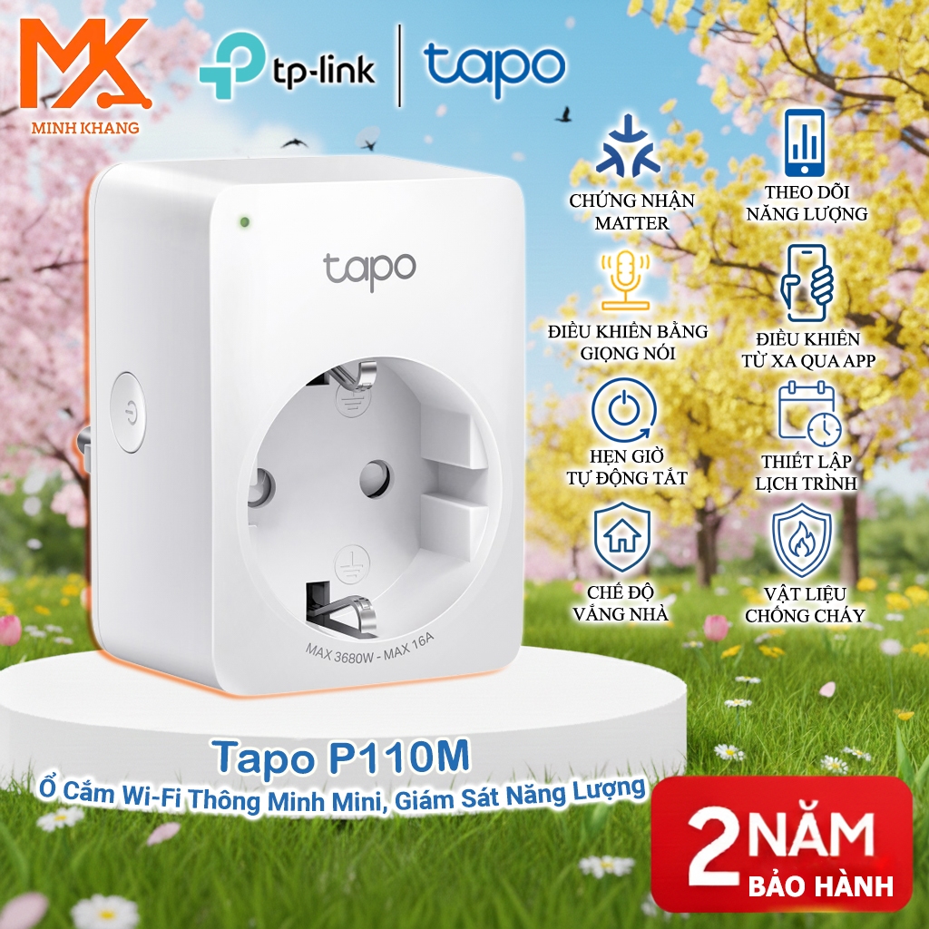 [Chính Hãng] Ổ Cắm WiFi Thông Minh TP-Link Tapo P110M – Điều Khiển Từ Xa, Hẹn Giờ, Giám Sát Điện Năn