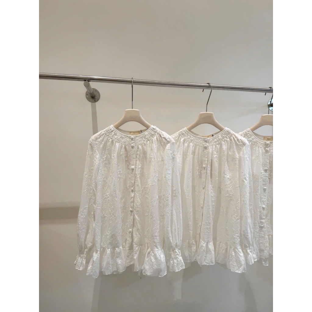 ÁO SƠ MI THÔ BOI CỔ CHUN CÚC BỌC TAY CHUN XÒE BỐNG ÁO BABYDOLL DÀI TAY THÔ HOA - DÀNH CHO NỮ | BigBuy360 - bigbuy360.vn