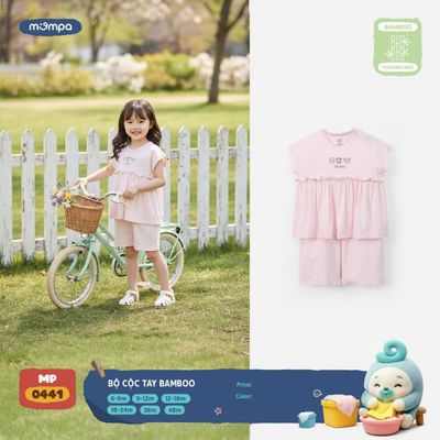 Bộ cộc tay cho bé Mompa 6 tháng - 4 tuổi vải Sợi tre Bamboo mềm mại co giãn thoáng khí MP 0441