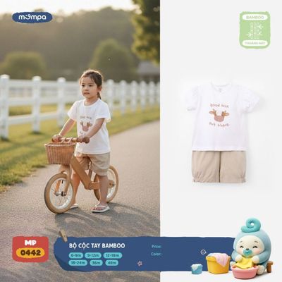 Bộ cộc tay cho bé Mompa 6 tháng - 4 tuổi vải Sợi tre Bamboo mềm mại co giãn thoáng khí MP 0442