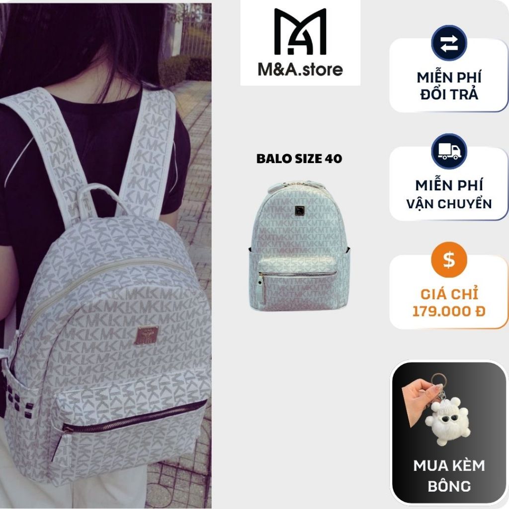 M&A - Balo chữ MKT  kèm ví size 40 vừa A4 LAPTOP giá siêu tốt bản quai to phù hợp nam nữ