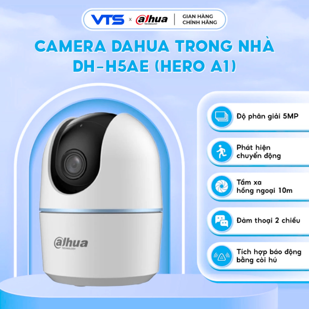 Camera Wifi DAHUA HERO A1 H3AE 3MP/H4AE 4MP/H5AE 5MP Trong Nhà, Xoay 360 Độ, Đàm Thoại, Theo Dõi