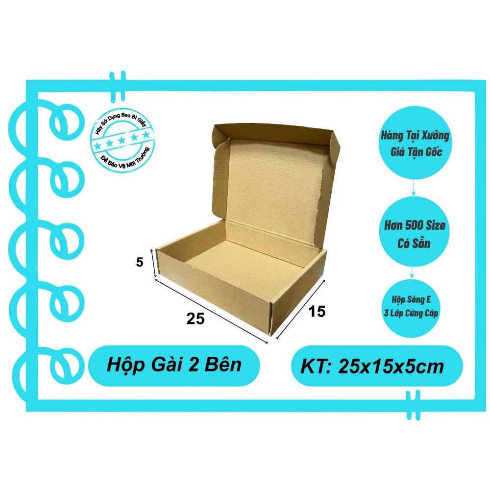 Size 25x15x5 cm _Combo 100c_ Hộp Gài 2 Bên