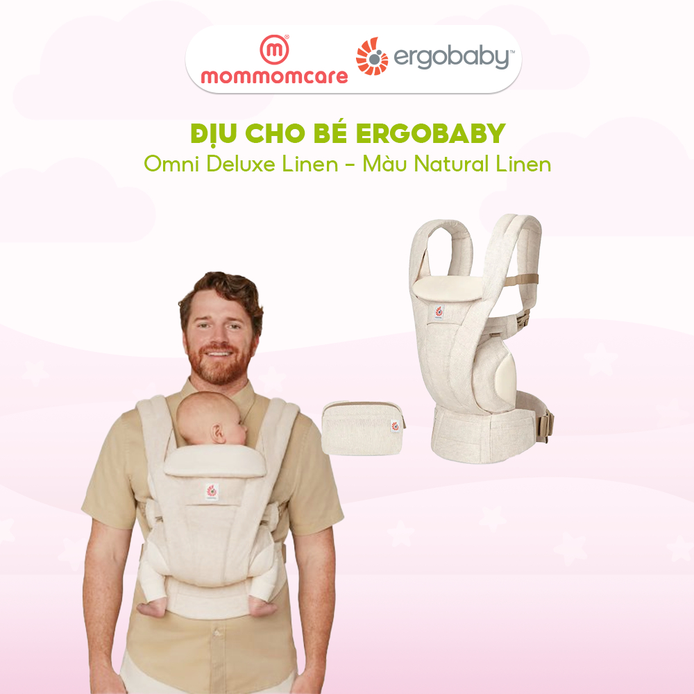 Địu trợ lực cho bé sơ sinh Ergobaby Omni Deluxe Linen Natural, dùng bé từ sơ sinh - 20kg