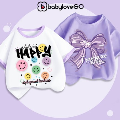 Áo thun bé gái BabyloveGO áo phông cộc tay in hình độc đáo cho bé dễ mặc dễ phối đồ