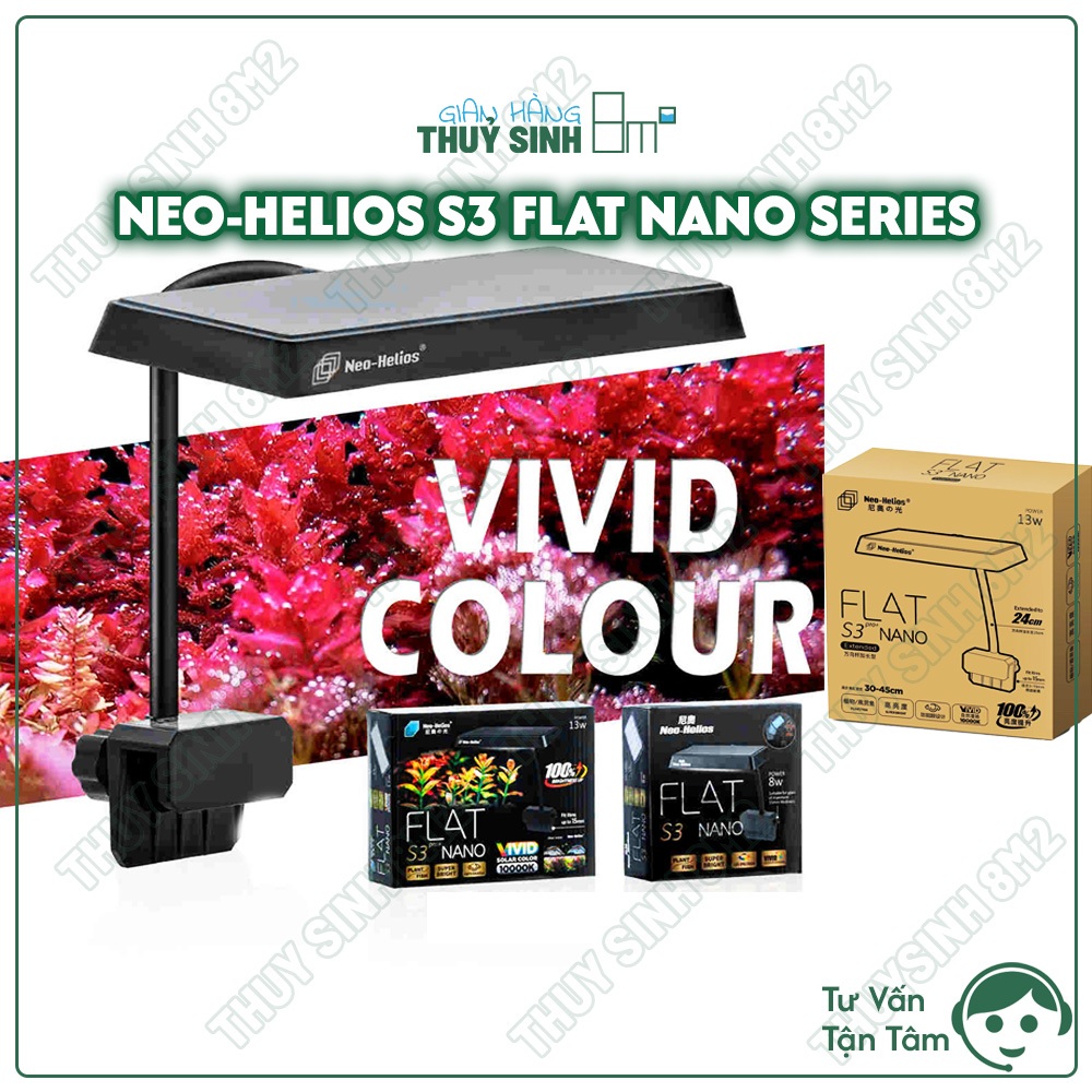 Đèn Flat Nano S3 Plus 13W, S3 PRO, S3 PRO EXTENDED 24CM | Đèn LED Neo Helios, Đèn S3 Thủy Sinh| 8m2
