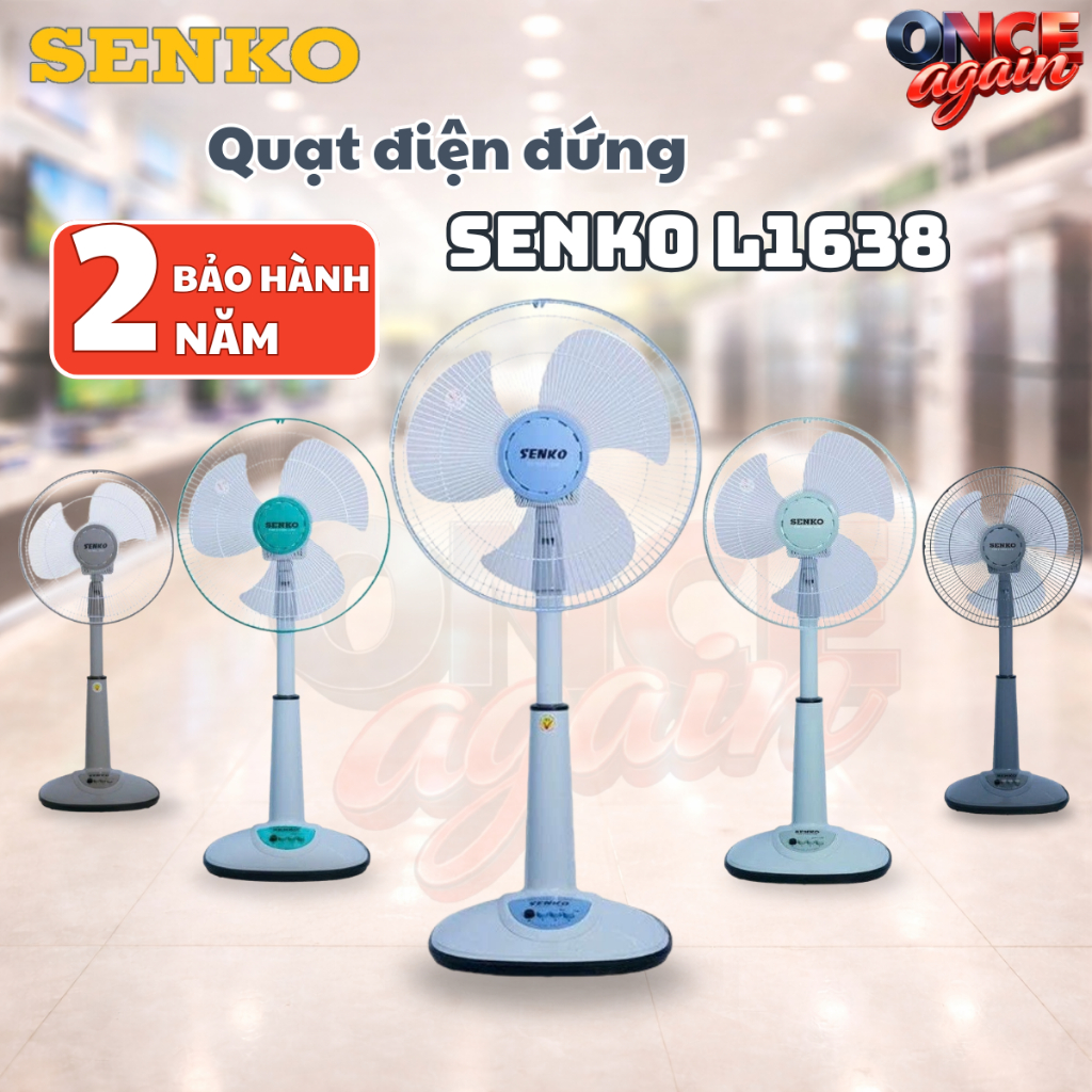 Quạt Điện Đứng Senko L1638 Chính Hãng, Công Suất 45W, 3 Tốc Độ, Lõi Đồng - Quạt Lỡ Senko L1638 Chính