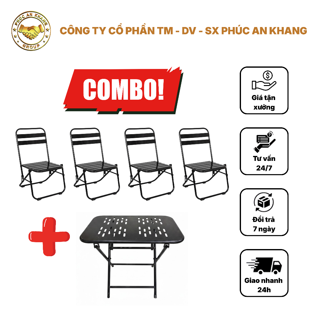 Bộ Bàn Ghế Sắt Lá  1 Bàn 2 Ghế & 1 Bàn 4 Ghế Sơn Tĩnh Điện