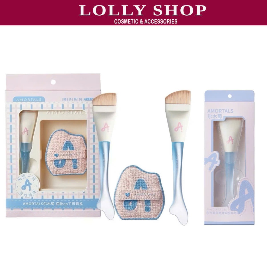 [Amortals] Cọ Tán Nền, Bộ Sản Phẩm Tán Nền Dàn Nền Nàng Tiên Cá Siêu Mỏng Cọ Đầu Phẳng Tán Kem Nền