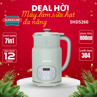 Máy Làm Sữa Hạt Xay Nấu 7in1 Sunhouse SHD5260, Xay Nấu Đa Năng, Công suất 600w, Dung tích 800ML