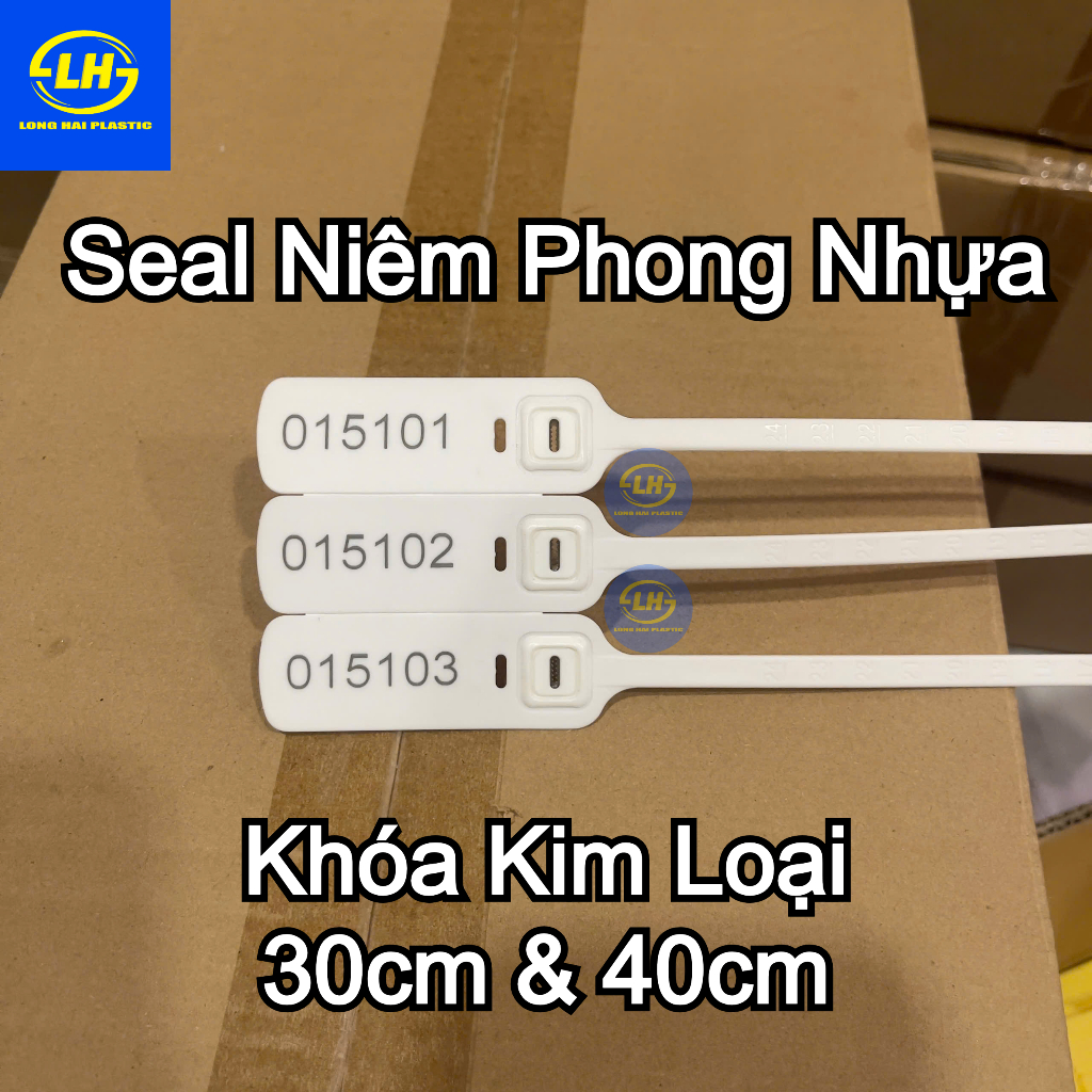 Combo 100 Cái Seal Niêm Phong Khóa Có Số Series - Seal Nhựa PP Khóa Kim Loại Dây 30 & 40cm - Niêm Ph