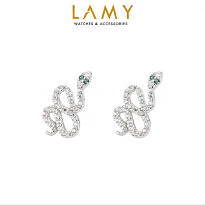Khuyên tai bạc nữ LAMY Green-eyed Serpent Earings 3095 - Khuyên tai bạc ta