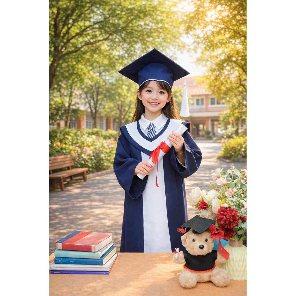 Bộ cử nhân Hàn Quốc size mầm non kèm nón( mũ) Bộ cử nhân Quốc Tế size mầm non kèm nón(mũ)