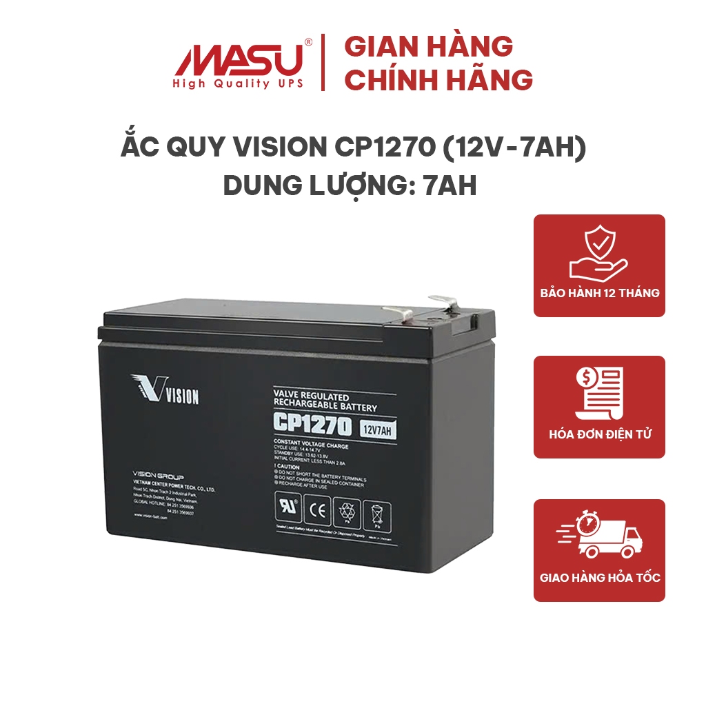 Ắc quy Vision CP1270 (12V-7Ah)