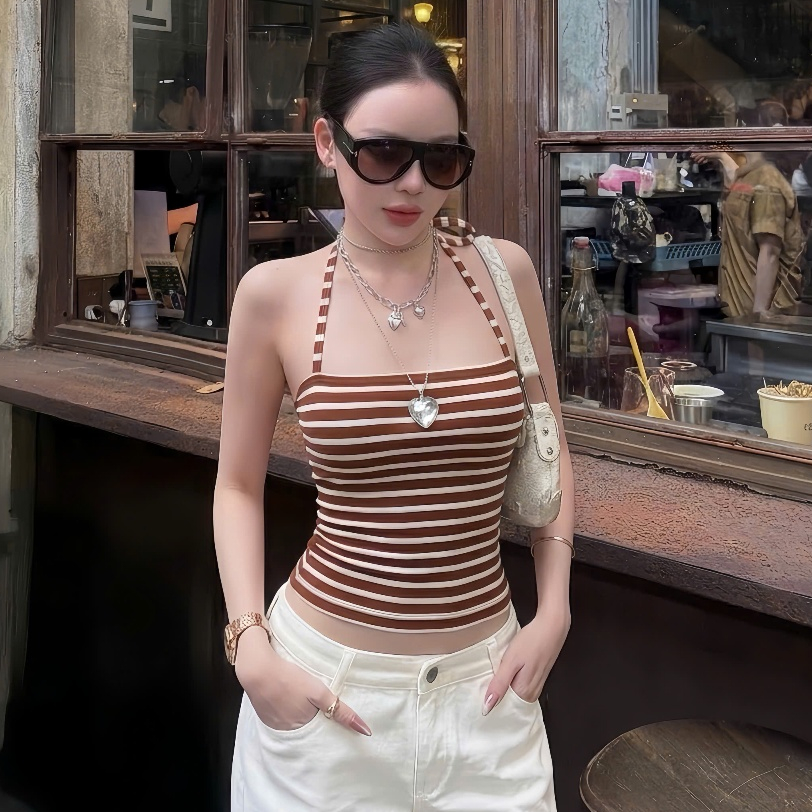 Áo Ống Sọc Kẻ Ngang Kèm Dây Yếm, Áo Quây Ôm Body, Cotton Mịn, Co Giãn, Mềm Mại - Giveme.clothing_saigon | BigBuy360 - bigbuy360.vn