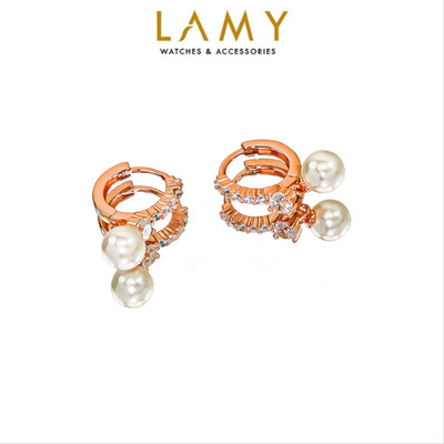 Khuyên tai nữ LAMY Pearl Sparkle Hoops Earrings Rose Gold 3301