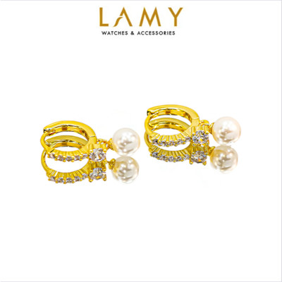 Khuyên tai nữ LAMY Pearl Sparkle Hoops Earrings Gold 3301