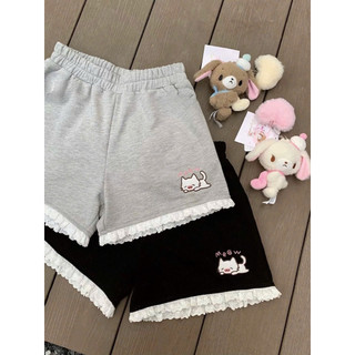 Quần đùi ren in hình mèo chất cotton cho bé xinh đủ size 9-44kg {D47}