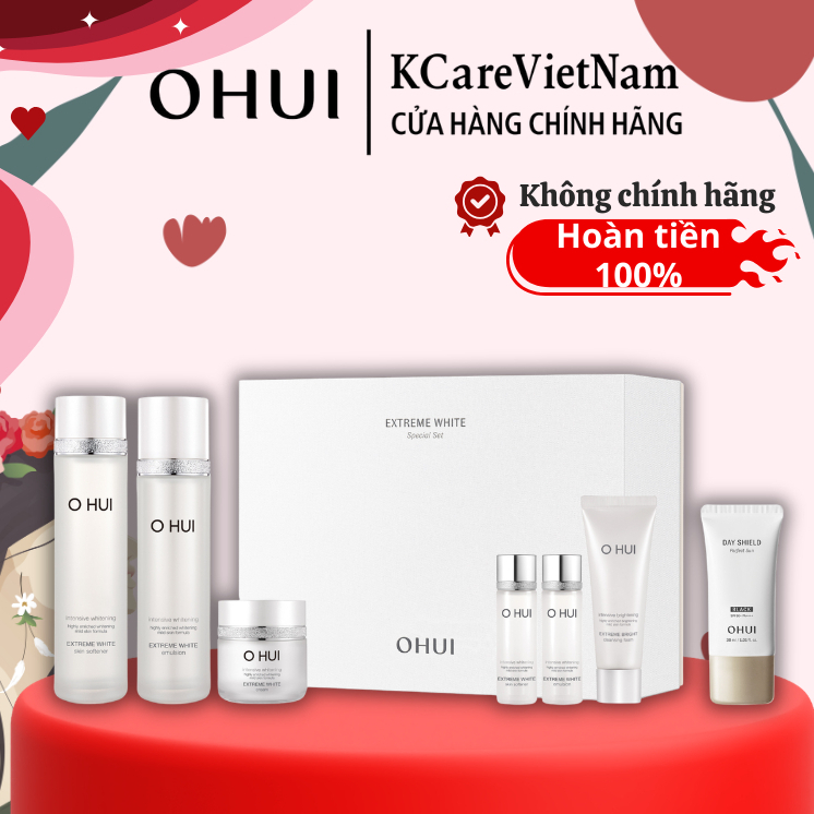 [tem LG]Ohui Set Skincare Dưỡng Sáng Da Extreme White 6 món- Dưỡng Ẩm Làm Sáng 150ml 130ml 20ml 20ml