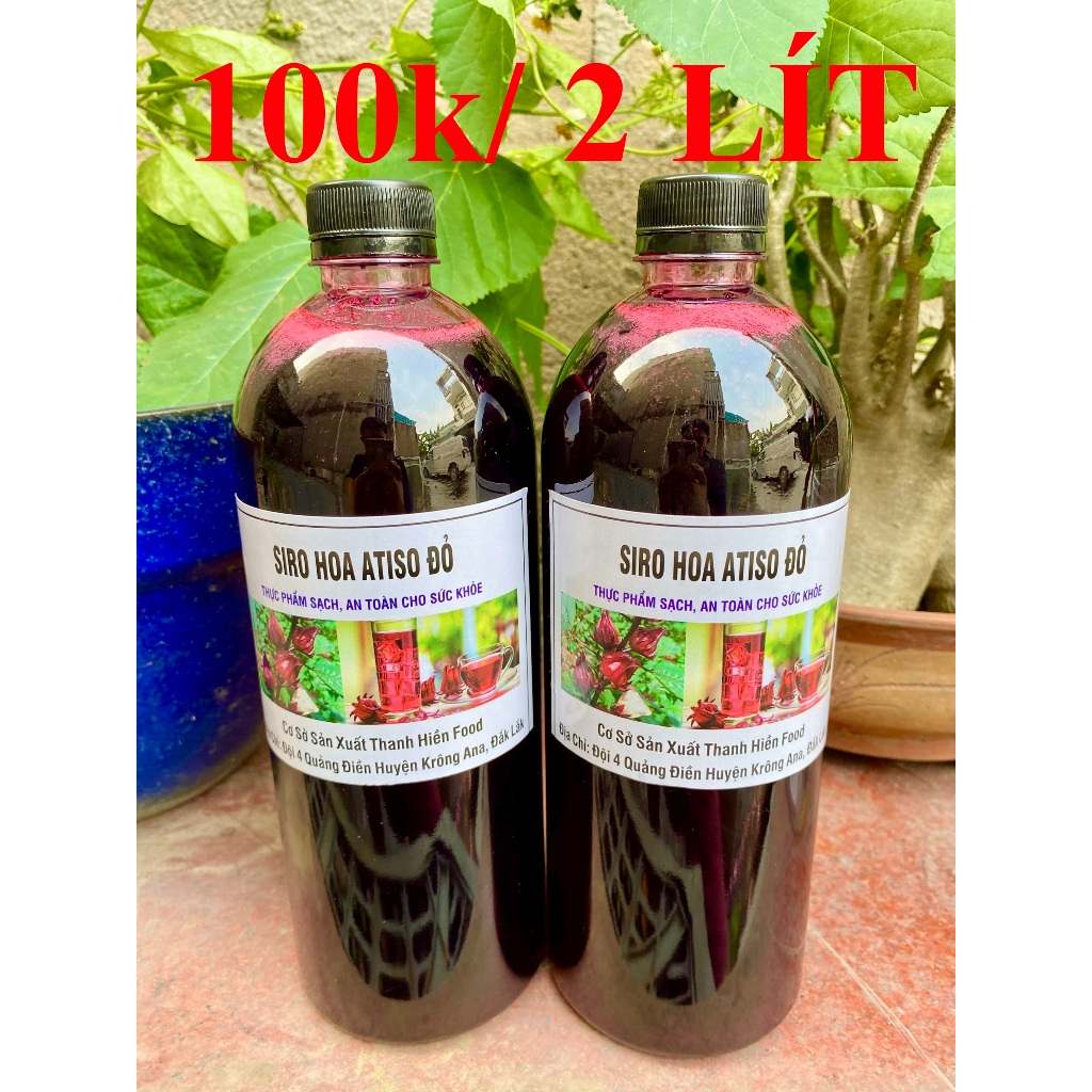 2 Lít Siro hoa Atiso đỏ ( không kèm hoa), Nước cốt Hoa Atiso đỏ ngâm đường phèn.