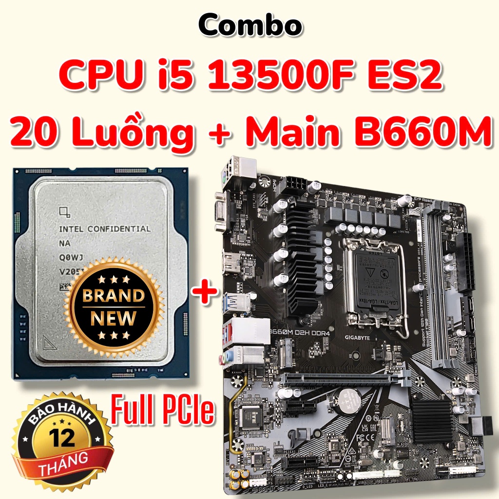 Combo CPU intel Core i5 13500F ES2 - New Tray - BH 12Th + Main GIGA B660M - Rẻ Nhất Sàn