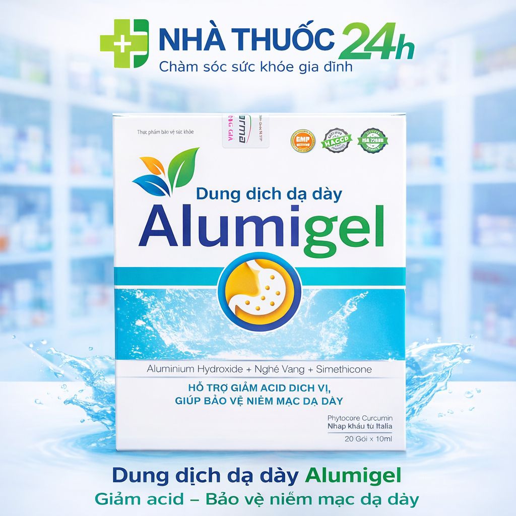 Dung dịch dạ dày Alumigel bảo vệ niêm mạc dạ dày hộp 20 gói