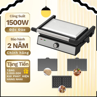 Máy kẹp nướng thịt đa năng SK-08092 công suất lớn 1500W, 3 khay nướng bánh mì, làm bánh quế nhanh chóng SK08092